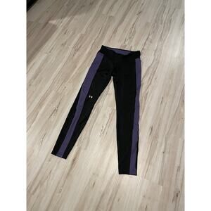 Under Armour black and purple striped leggings size Medium